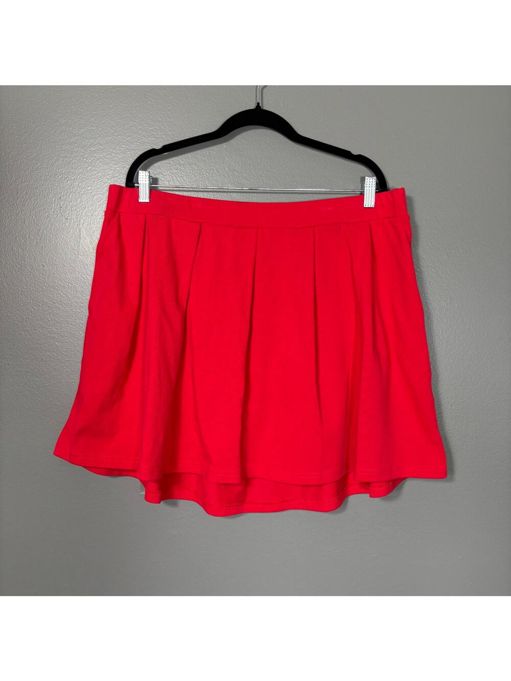 Shiny By Nature Red A-Line Knit Casual Mini Skirt - Size 2XL - Women's Plus Size